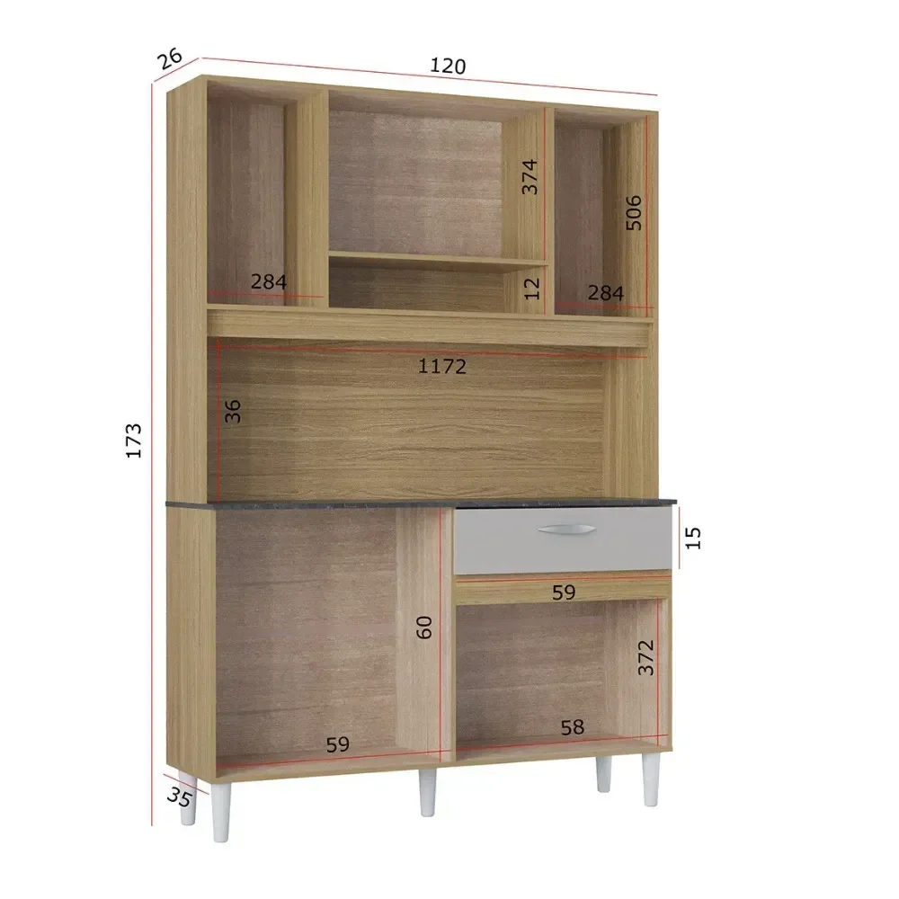 Ver imagem 3 de Kit Cozinha Coral 8 Portas Damasco Ripado/off White