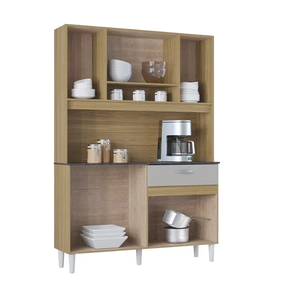 Ver imagem 2 de Kit Cozinha Coral 8 Portas Damasco Ripado/off White