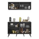 Ver imagem 4 de Conjunto Cantinho do Café Retrô Armário e Aparador 4 Portas Multimóveis Mp1084 Grafite/preto