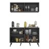 Conjunto Cantinho do Café Retrô Armário e Aparador 4 Portas Multimóveis Mp1084 Grafite/preto - 4