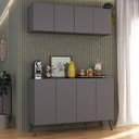 Ver imagem 2 de Conjunto Cantinho do Café Retrô Armário e Aparador 4 Portas Multimóveis Mp1084 Grafite/preto