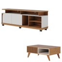 Ver imagem 1 de Rack Bancada Jurerê 1.8 Freijó Off White Matte com Mesa de Centro Jeri Freijó Off White - Colibri