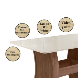 Conjunto Mesa Sala Jantar 6 Cadeiras 1,35m Belgica Amêndoa - 5