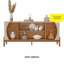 Ver imagem 4 de Buffet Balcão Aparador 4 Portas 1,81m Pés Madeira Maciça Tampo Chanfrado Selene Laranja/Cinamomo/Off White
