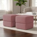 Ver imagem 1 de Kit 2 Puffs Decorativos Aloy Bouclé Premium Assento Extra para Sala Quarto Design Moderno Rose