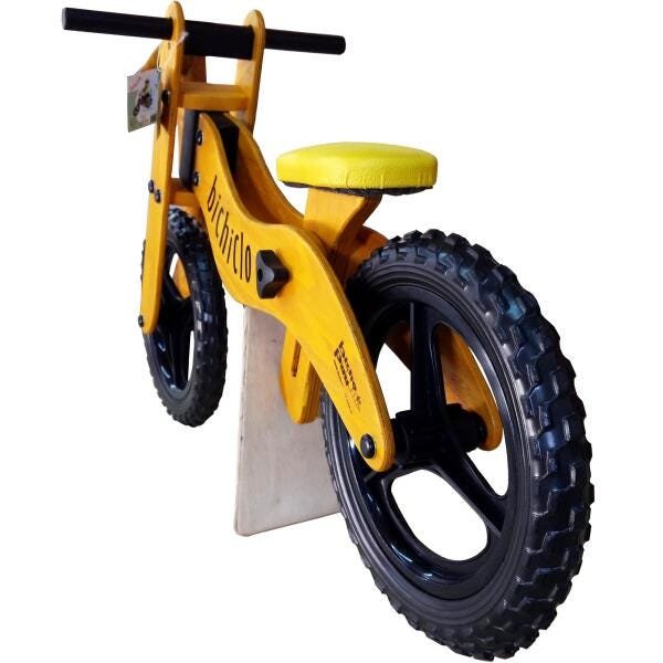 Bicicleta Infantil de Madeira Aro 12 - Bichiclo Amarela - 4