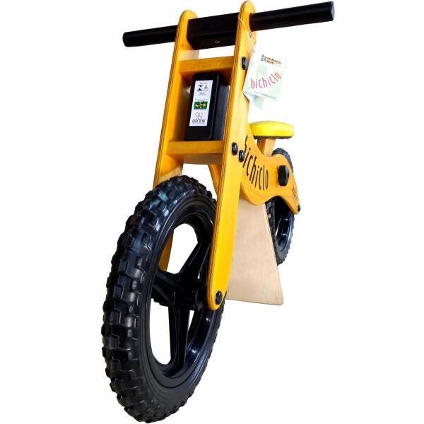 Bicicleta Infantil de Madeira Aro 12 - Bichiclo Amarela - 3