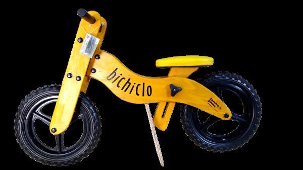 Bicicleta Infantil de Madeira Aro 12 - Bichiclo Amarela - 1