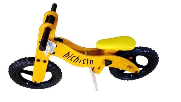 Bicicleta Infantil de Madeira Aro 12 - Bichiclo Amarela - 2