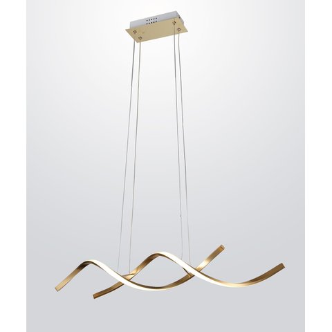 Pendente Moderno Espiral Dourado 90cm Led 36w 3000k Bivolt 14550-pl