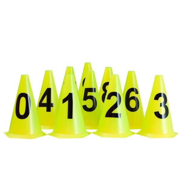 10 Cones Numerados 24cm para Treinamento Ax Esportes Amarelo - 2