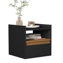Ver imagem 2 de Mesa de Cabeceira Minerva Slim Suspensa com Porta Basculante e Nicho Preto/cedro