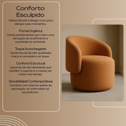 Poltrona Orgânica Redonda para Sala Recepção Liz Confortável Elegante Bouclê - 6