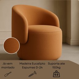 Poltrona Orgânica Redonda para Sala Recepção Liz Confortável Elegante Bouclê - 5