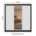Ver mais imagens de Guarda-roupa Casal 3 Portas de Correr com Espelho 2 Gavetas Preto/branco Sublime Madesa Preto/branco