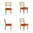 Ver imagem 1 de Kit 4 Cadeiras Estofadas Encosto Telado Estrutura 100% MDF Bolonha Marrom/Madeirado/Terracota