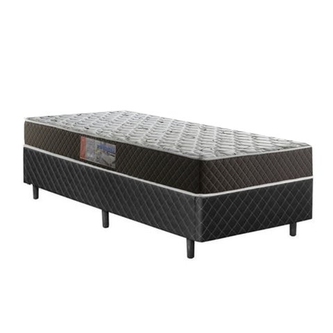 Cama Box Solteiro Colchão Mola Ensacada Acolchões + Box Poliéster 68x88x188: Preto