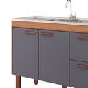Ver imagem 2 de Gabinete de Cozinha com 2 Portas Balcão para Pia 100% MDF:Freijó/Titanium