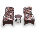 Ver imagem 1 de Conjunto de Poltronas Fibra Sintética Espreguiçadeira Promo - 2 Poltronas + Mesa Centro - Tecido Rev