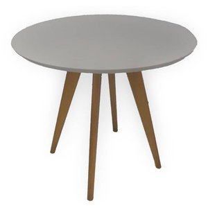 Mesa Jantar Redonda Mona Tampo Vidro Off White Base Mel 98 Cm - 44218