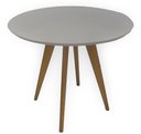 Ver imagem 1 de Mesa Jantar Redonda Mona Tampo Vidro Off White Base Mel 98 Cm - 44218