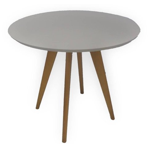 Mesa Jantar Redonda Mona Tampo Vidro Off White Base Mel 98 Cm - 44218