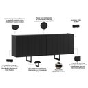 Ver imagem 2 de Aparador Buffet para Sala de Jantar 4 Portas 180cm Pés Industrial Alina N01 Preto - Lyam Decor