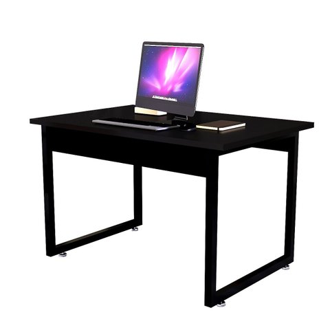 Mesa Moderna com Base de Ferro e Tampo em Madeira