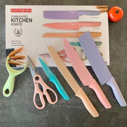 Jogo Facas Coloridas Tesoura 6 Peças Cozinha Chef - 4