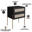 Ver imagem 5 de Cabeceira Queen 160cm e 2 Mesas Laterais 2 Gavetas Industrial Indy A03 Nero - Lyam Decor