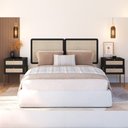 Ver imagem 2 de Cabeceira Queen 160cm e 2 Mesas Laterais 2 Gavetas Industrial Indy A03 Nero - Lyam Decor