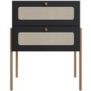 Ver imagem 4 de Cabeceira Casal Queen 160cm e 2 Mesas Laterais 2 Gavetas Industrial Indy A03 Nero - Lyam Decor