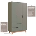 Ver imagem 6 de Guarda-Roupa Infantil 3 Portas e 2 Gavetas 100% MDF Alice Verde/Verti/Louro Freijó Grann