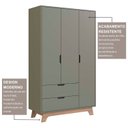 Ver imagem 6 de Guarda-Roupa Infantil 3 Portas e 2 Gavetas 100% MDF Alice Verde/Verti/Louro Freijó Grann