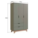 Ver imagem 3 de Guarda-Roupa Infantil 3 Portas e 2 Gavetas 100% MDF Alice Verde/Verti/Louro Freijó Grann