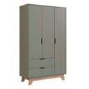 Ver imagem 2 de Guarda-Roupa Infantil 3 Portas e 2 Gavetas 100% MDF Alice Verde/Verti/Louro Freijó Grann