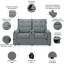 Ver imagem 3 de Poltrona de Cinema Reclinável 2 Lugares Baú Usb Mallie Fh9 Pu Cinza - Mpozenato