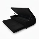Ver imagem 1 de Cama Box Baú Solteiro com Auxiliar Conjugada | (188x88x42) - Suede Preto