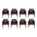 Ver imagem 1 de Kit 8 Poltronas Costura Capitonê Sala Espera Escritório - Marrom - Cor: Marrom