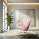 Ver imagem 2 de Kit 2 Poltronas Luxo Alana Suede Rosa Bebê Base de Ferro Dourado - Pallazio