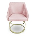 Ver imagem 4 de Kit 2 Poltronas Luxo Alana Suede Rosa Bebê Base de Ferro Dourado - Pallazio