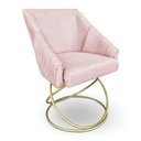 Ver imagem 3 de Kit 2 Poltronas Luxo Alana Suede Rosa Bebê Base de Ferro Dourado - Pallazio