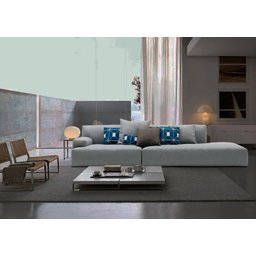 Sofá de 3 Lugares com Chaise, Revestimento em Linho Sintético Cinza, 2,50m - 2