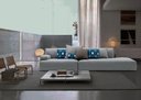 Ver imagem 2 de Sofá de 3 Lugares com Chaise, Revestimento em Linho Sintético Cinza, 2,50m