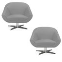 Ver imagem 1 de Kit 02 Poltronas Giratória Giovana Suede Cinza Base Cromada - D’Rossi