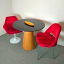 Ver imagem 3 de Mesa De Jantar Cone 80 Cm Base Madeira Freijó Tampo Laca + Vidro Preto