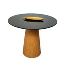 Ver imagem 2 de Mesa De Jantar Cone 80 Cm Base Madeira Freijó Tampo Laca + Vidro Preto
