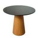 Ver imagem 1 de Mesa De Jantar Cone 80 Cm Base Madeira Freijó Tampo Laca + Vidro Preto