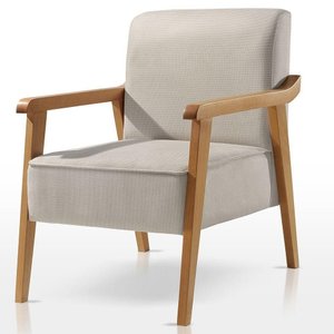 Poltrona Amora Linho Cinza Claro Confortável Sala