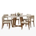 Ver imagem 1 de Mesa de Jantar Benedicta com 6 Cadeiras Class Palha 160cm